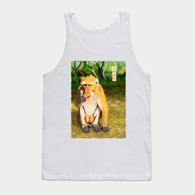 Philippine Macaque - White Tank Top by Thor Reyes